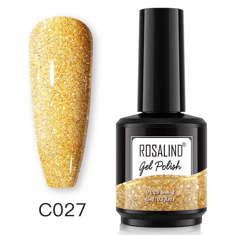 ROSALIND Vernis à ongles en gel de couleur pure RO-15 ml, flacon blanc, à tremper, brillant, pour nail art, lampe LED/UV, vernis semi-permanent