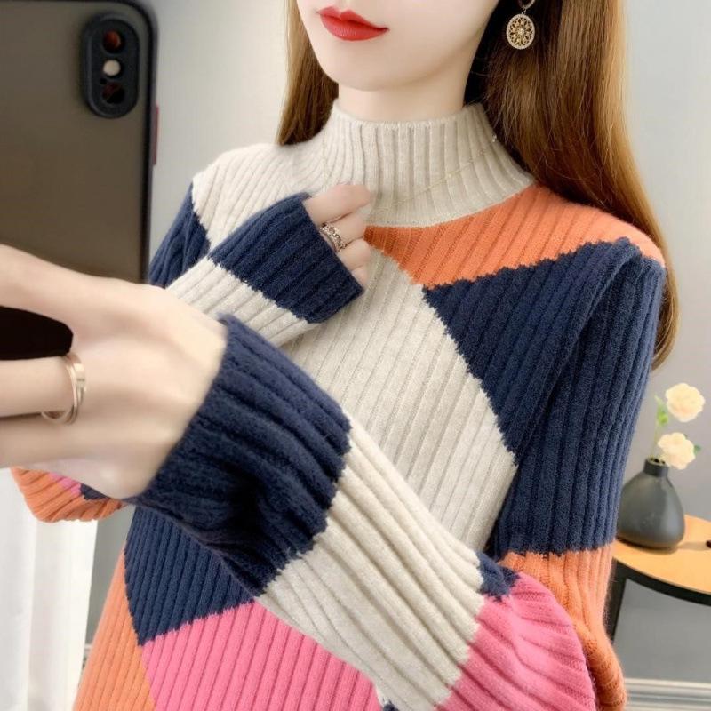 Women's Thick Warm Sweater - Autumn/Winter 2025 High Neck Loose Knit Pullover