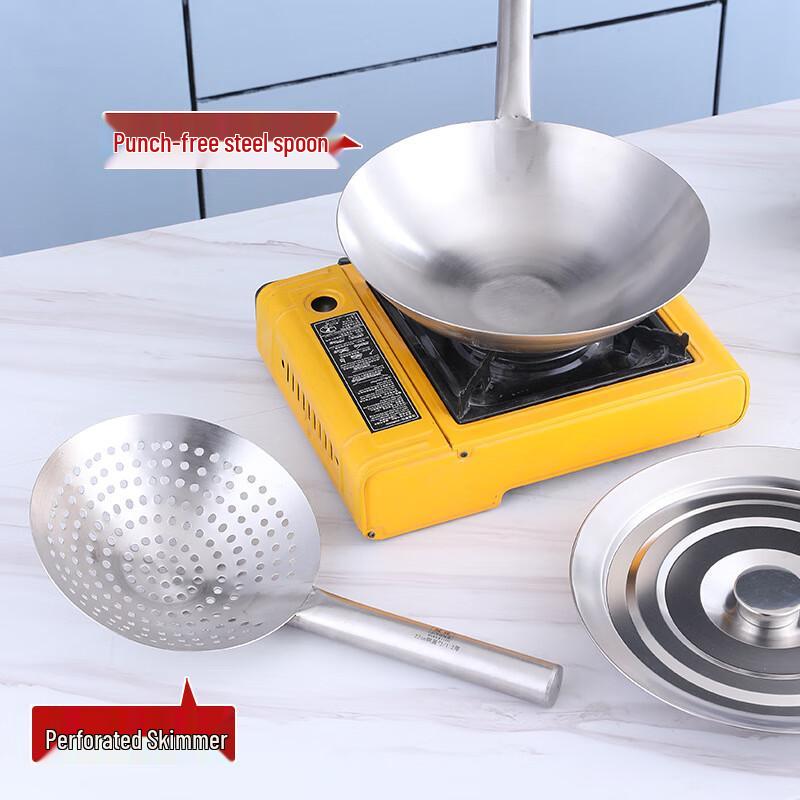 ZISIZ 304 Stainless Steel Slotted Spoon with Wooden Handle