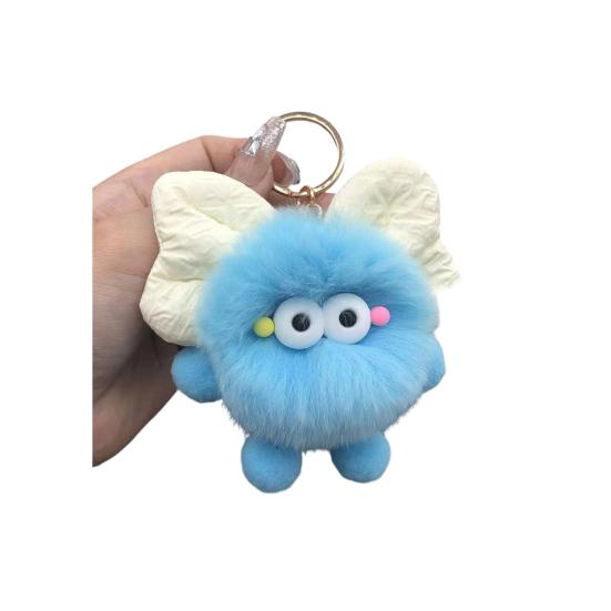 Keychain Plush Fur Bow Soft Imitation Fur Car Keychain Bags Backpacks Handbags Decorative Accessory