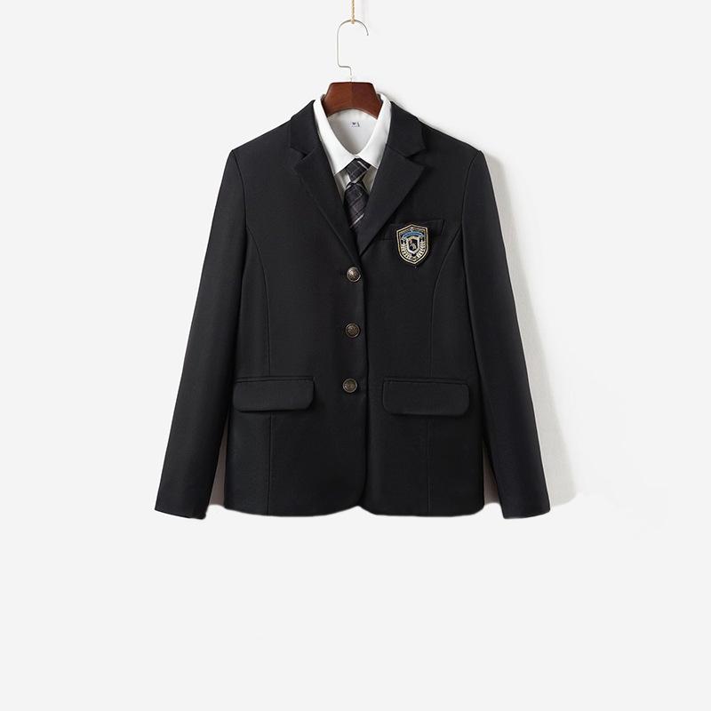 JK Uniform Three-Button School Blazer & Pleated Skirt Set