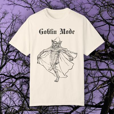 Tryb Goblina Wygodne Kolory Dziwne Koszulki Goblina Sztuka Vintage Średniowieczne Koszule Ludowe Koszulki Straszne Ubrania Unisex Barwiona Koszulka