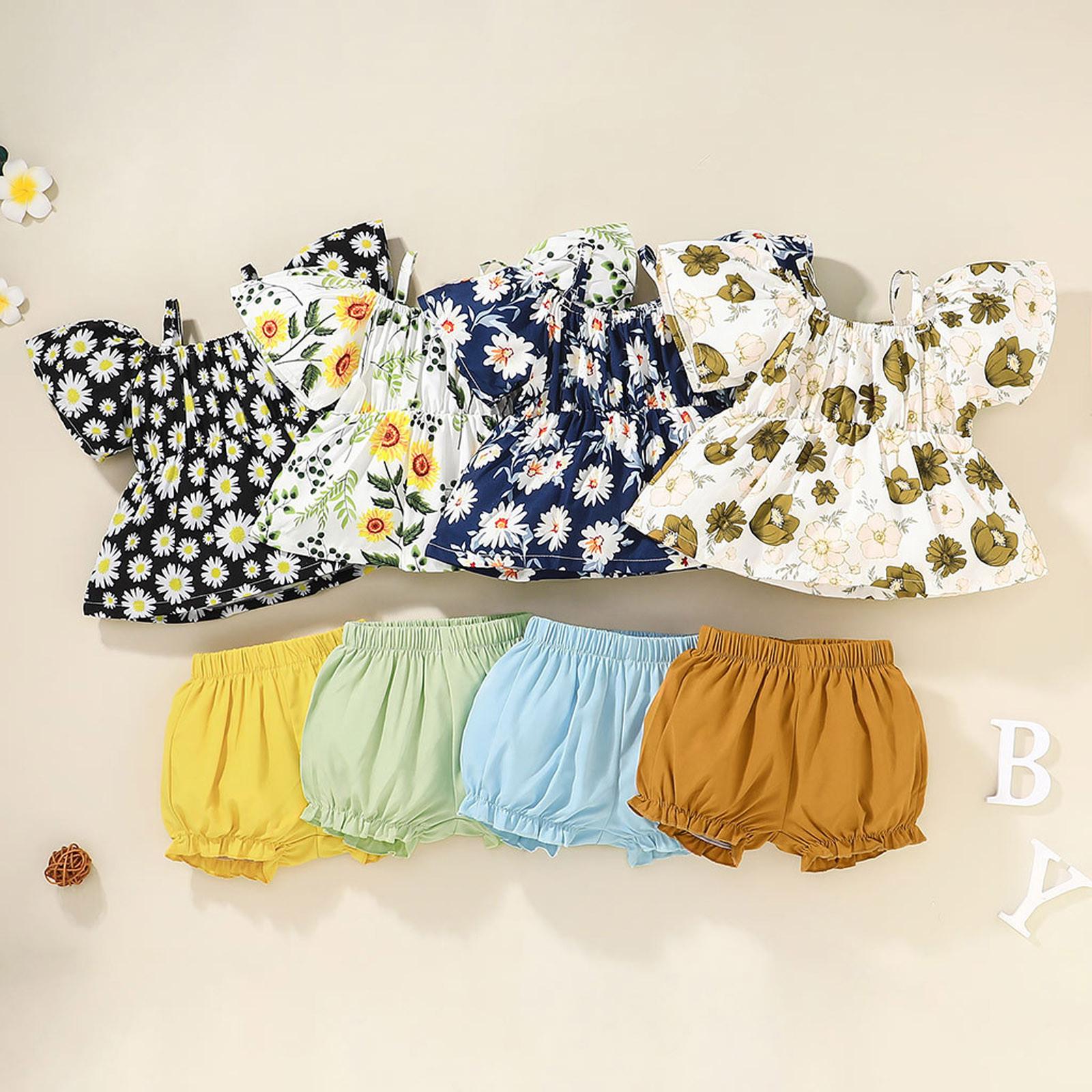 

Infant Baby Kids Girls Two-peice Suit Summer Set Short Set Floral Outfits