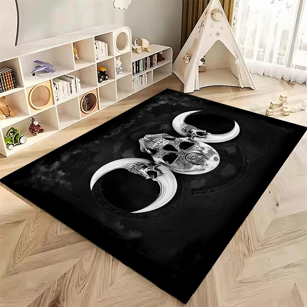 Dark Gothic Pentacle Ruby Accents Patterned Rug Nonslip Thick Carpet For Living Room Bedroom Hallway Home Decor Birthday Gift
