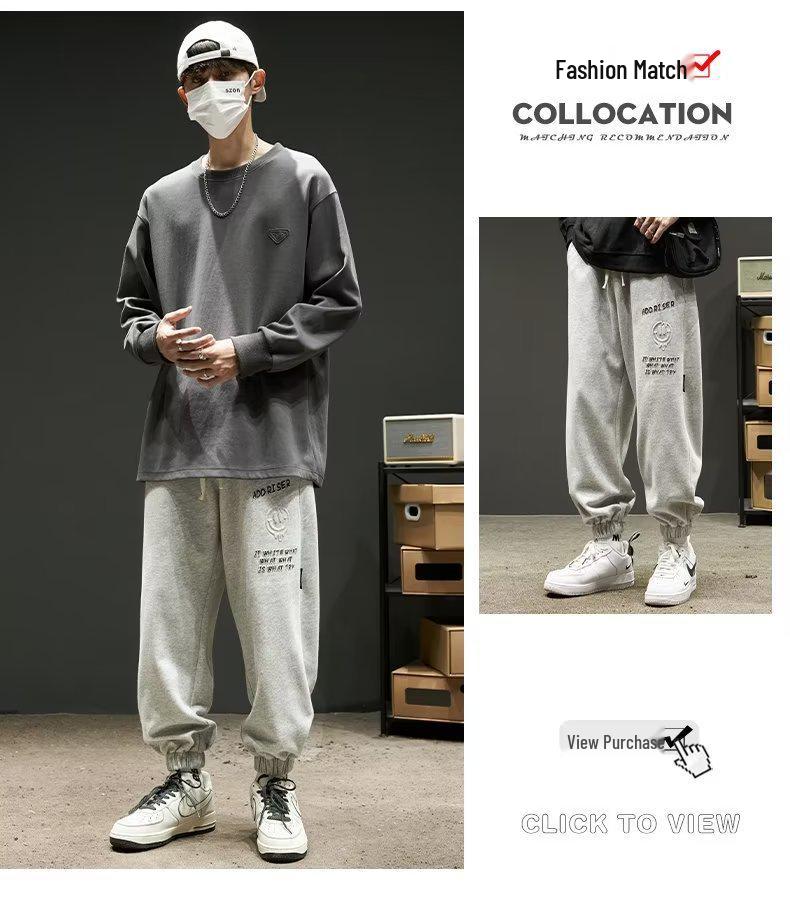 Herren Hoodie mit Rundhalsausschnitt - Neue Herbst/Winter Amerikanische Trendmarke, Lockerer Schnitt, Ohne Kapuze, Lässiges Oberteil