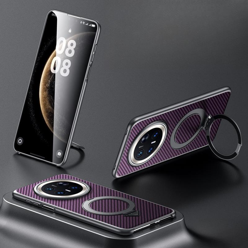 Huawei Mate70Pro Phone Case with Carbon Fiber Texture HUAWEI Magnetic Stand M70 Anti-drop Business Leather Case