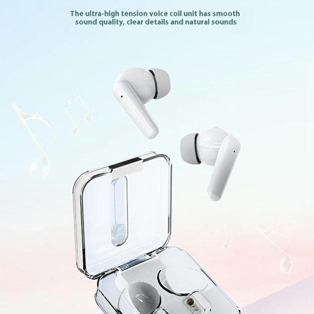 

S168 Wireless Bluetooth-Compatible Earphones Touch Control Music Headset with Clear Charging Case White