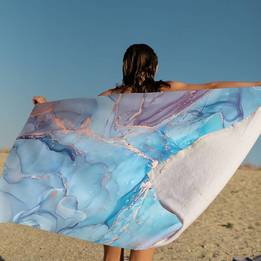 Stylish Marble Anime Beach Swimming Towel Soft Absorbent Washcloth Children's Gifts For Kids Travel Camping Gym