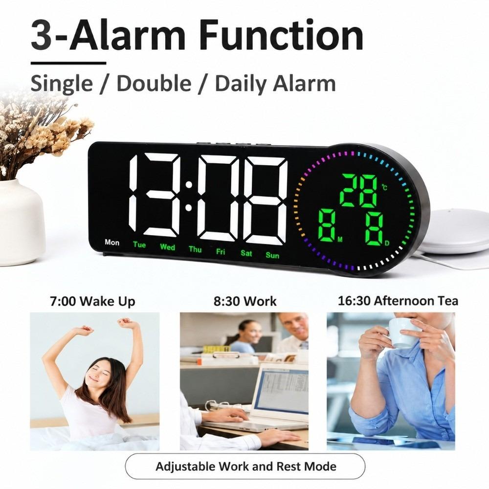 Color Number Digital Wall Clock Date/Week/Temperature Digital Alarm Clock Living Room