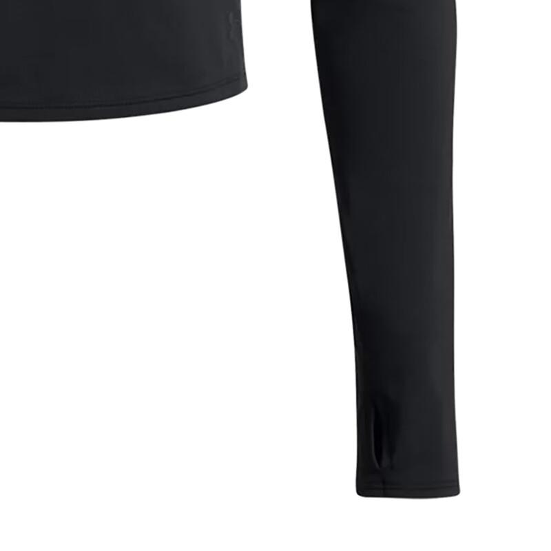 Under Armour Training Fitness Running Mock Neck Solid Pullover Slim Fit Long Sleeve Crop T-Shirt Women Tops Black 1386338-001