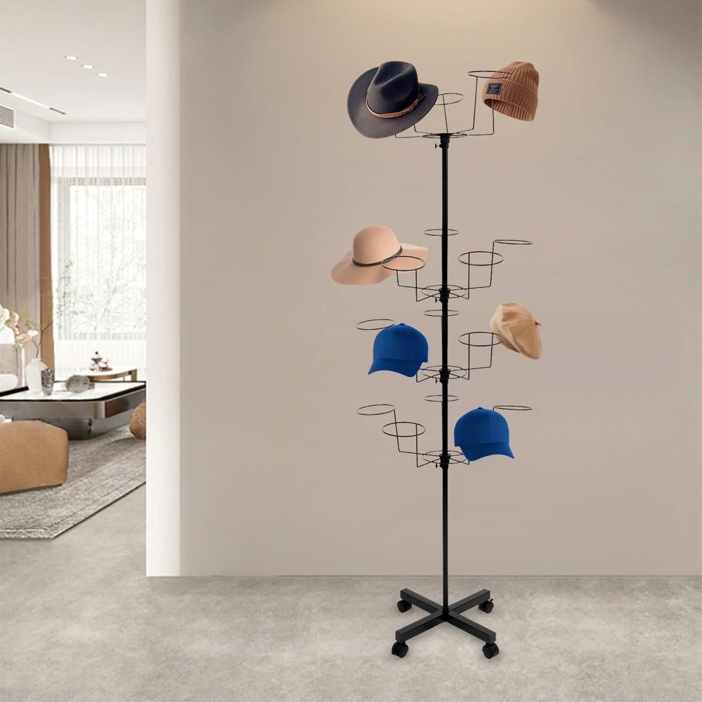 7-Tier Metal Hat Cap Display Stand Hanger Rack Rotating Adjustable 35 Hats Baseball Hat RACK Stand Organizer