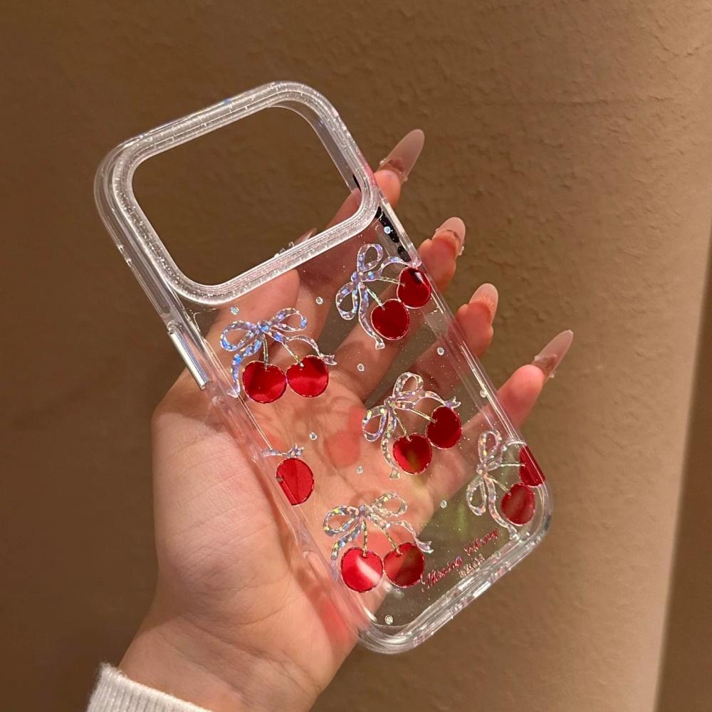 ins Korean girl bow cherry for Apple 17Promax mobile phone case iphone16pro new 13 niche iPhone 15
