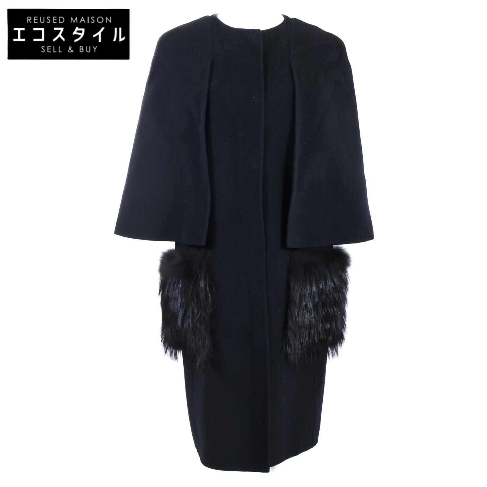 

FENDI [Good Condition/Domestic Regular] FF8657 A5G0 Fox Fur Pocket Cape coat 40 blackUsed
