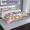 Cute Creatures Design Bed Bedding Set 1 Duvet Cover + 2 Pillowcases Soft Breathable Household Bed Linens