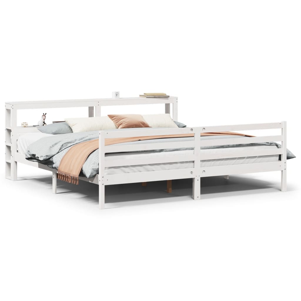 Bed Frame with Headboard Without Mattress White 200x200 cm