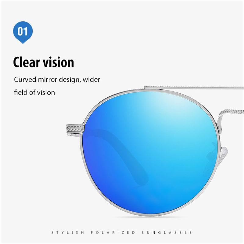 AORON Round Metal Frame Photochromic Polarized Sunglasses for Men Women Sports Fishing Anti Glare UV400 Glasses