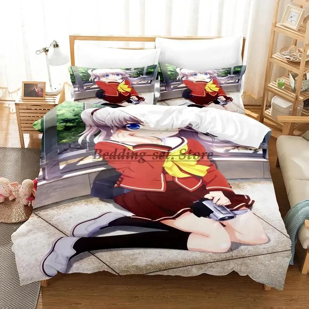 Anime Charlotte Bedding Set Single Twin Full Queen King Size Bed Set Aldult Kid Bedroom Duvetcover Set Kawaii Bed Sheet
