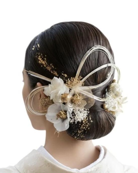 

[Lomeri] Tight Hair Hair Ornament, Innkeeper Style, Dried Flower Hair Ornament, for Coming-of-Age Ceremony, Graduation Ceremony, Wedding, Hakama,