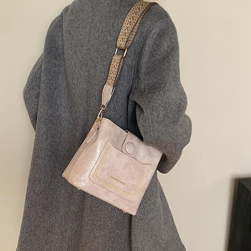 Vintage Style Shoulder Crossbody Bags For Women Pure Color Big Capacity Bucket Bag Premium Durable Quality Useful