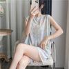 Cotton and silk pajamas women's summer thin loose sleeveless artificial cotton loungewear can be worn outside student cotton silk suit plus size