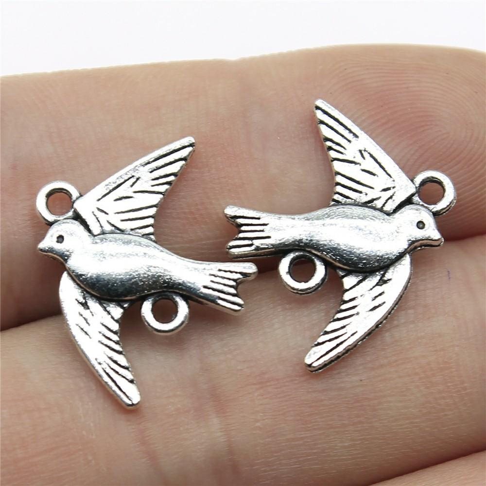 10pcs Bird Charms Antique Silver Color Bird Charms Pendants For Bracelets Flying Bird Charms Making Jewelry