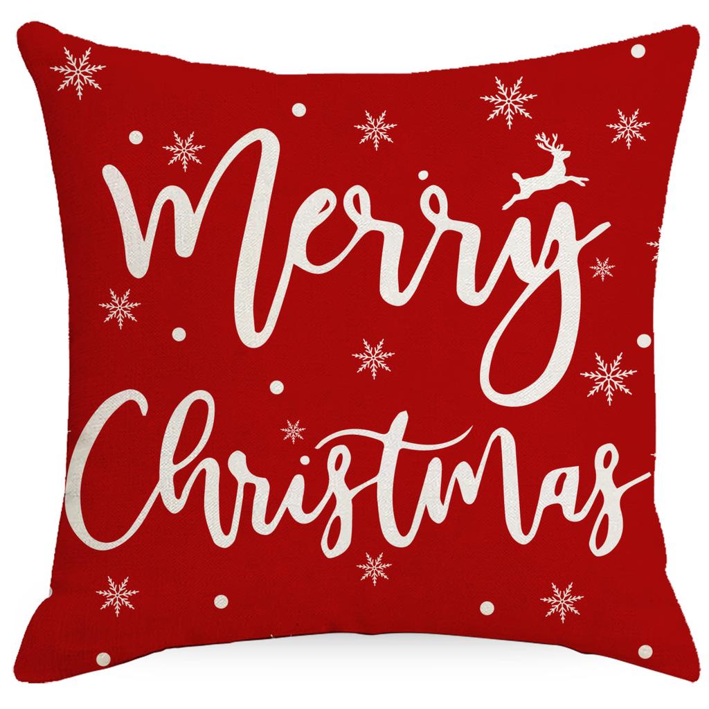 New Christmas Digital Printed Pillow Cover Santa Claus Pine Branch Garland Car Sofa Cushion Cover