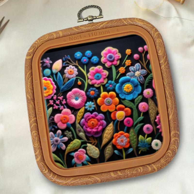 ABS rubber Retro imitation wood square embroidery frame Household Craft Embroidery Set Sewing Accessories auxiliary tools