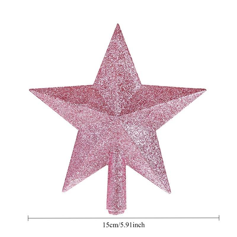Christmas Tree Top Star Decorations, Shiny Gold Powder, Five-Pointed Star, New Year's Ornament, Merry Christmas Decorations,