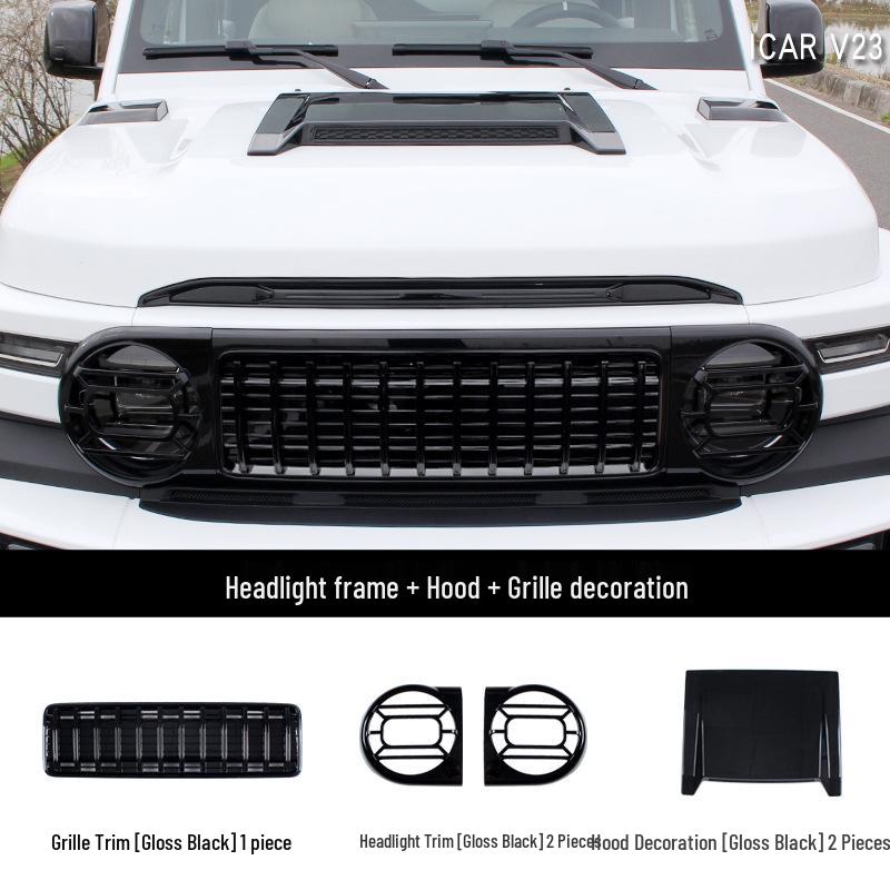 Chery ICAR V23 Headlight Eyebrows & Front Bumper Fog Light Protector with Fan
