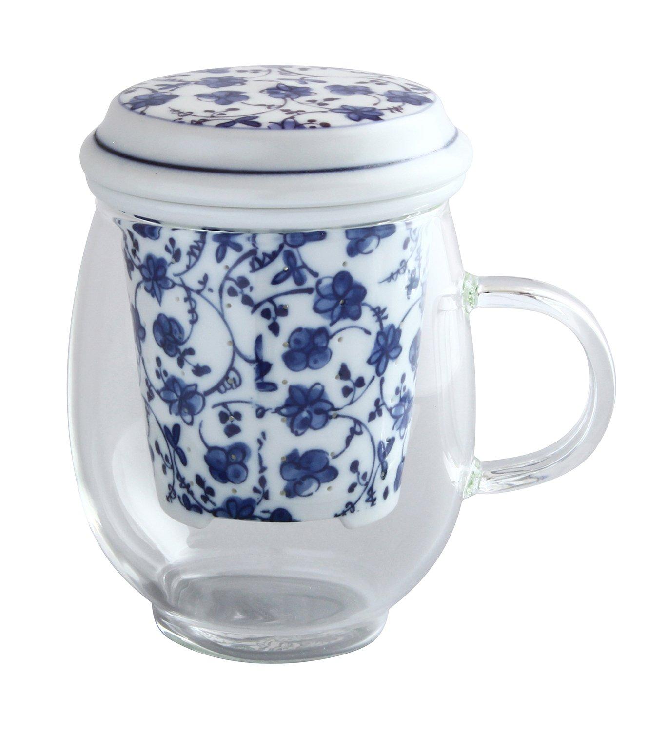 

Toyo Ceramics Arita Ware Celand Glass Stylish Mug, Floral Arabesque Design, IW-002