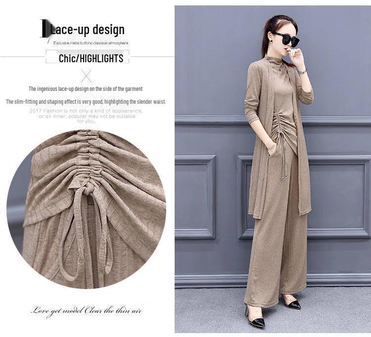 Women's Korean Style Elegant Plus Size Slimming Three-Piece Spring and Autumn Fashion Set