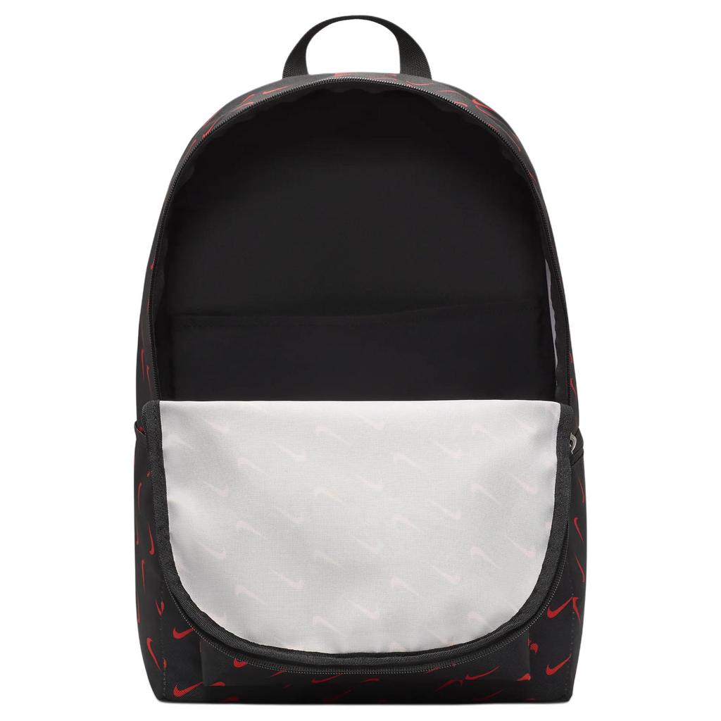 Nike Logo Print Zipper Closure Polyester Backpack Women Backpacks Black Red HF6995-010