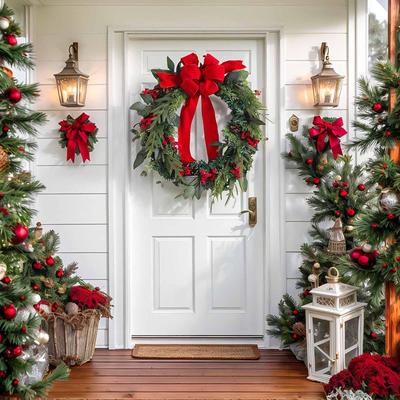 Front Door Christmas Wreath Hanging Decoration Rustic Decor Garland for