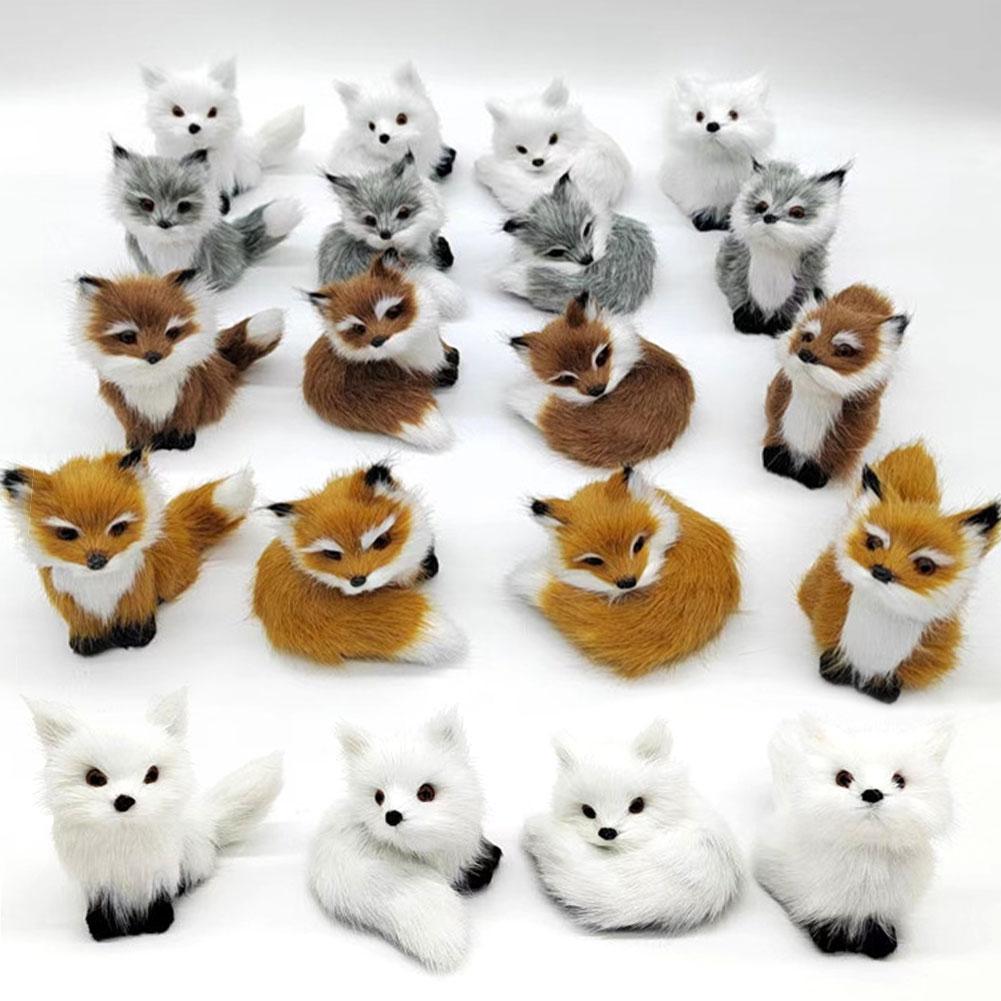 Simulation Mini Fox Model Cute Imitation Fox Ornaments Christmas Gift Children Birthday Gifts Home Decoration Figures Craft