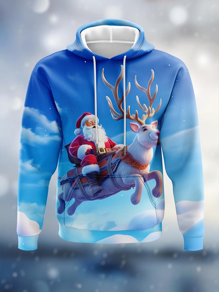 3D Printed Santa Claus Graphic Adult Hoodies Christmas Family Party Stylish Sweatshirts Reindeer Casual New Year Unisex Clothes