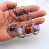 Natural Crystal Stone Love Moon Handmade Winding Pendant Keychain Bag Pendant Love Keyring K69