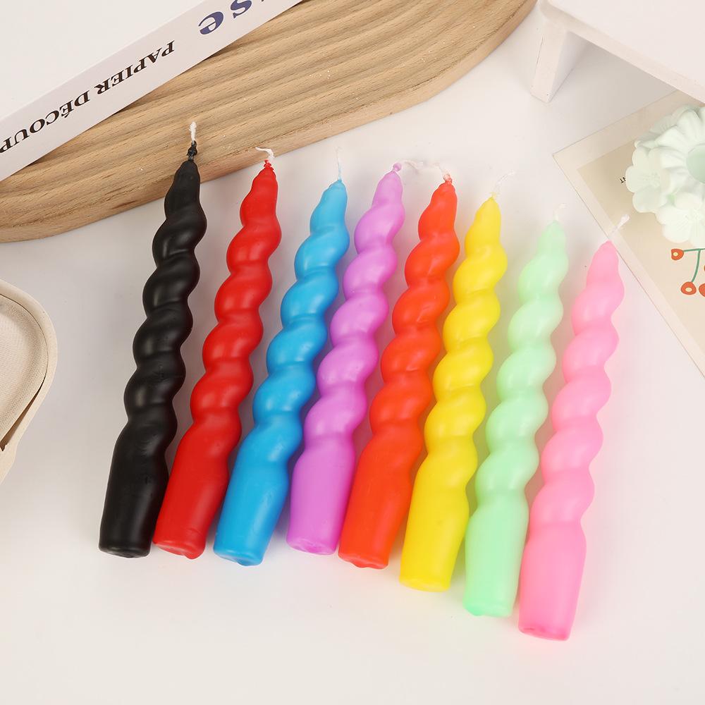 Colorful Twisted Spiral Long Rod Candle Home Creative Wedding Rodless Wax Candle