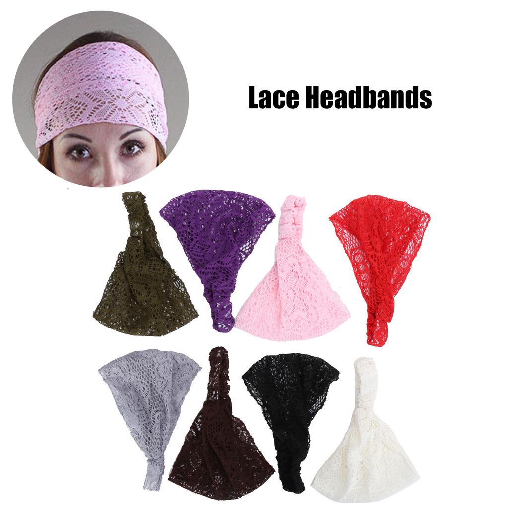 8pcs Lace Headbands Hairbands Hollow Elastic Women Girl Hair Stretchy Bands Hair Accessories