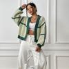 Women's Cardigan Autumn And Winter Jacket Collision Splicing Short Section Casual Loose Woven Jumper