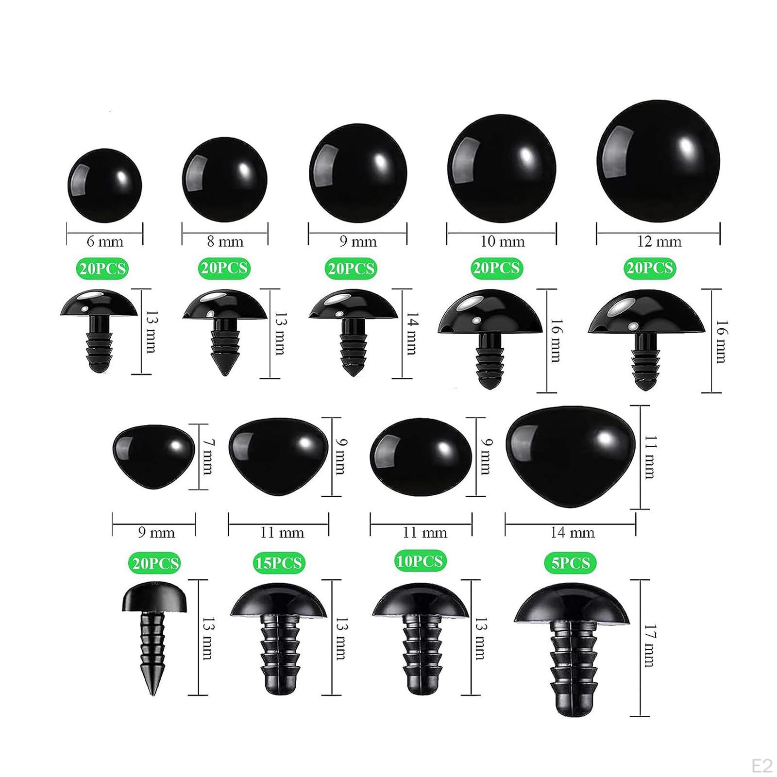 Набор из 135 кукольных глаз и носов для поделок ручной работы розовый — фото 3