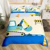 Conjunto de Roupa de Cama com Desenho de Escavadora e Trator de Construção 2/3 Peças King Amarelo Capa de Edredom Caminhão de Máquinas Capa de Colcha de Poliéster Carro para Crianças