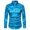 Men's European-Size Shiny Long Sleeve Turn-Down Collar Casual Fashion Shirt - Autumn 17 Collection
