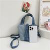 Denim Casual Bucket Bag With Breathable Fabric For Unisex Daily Use