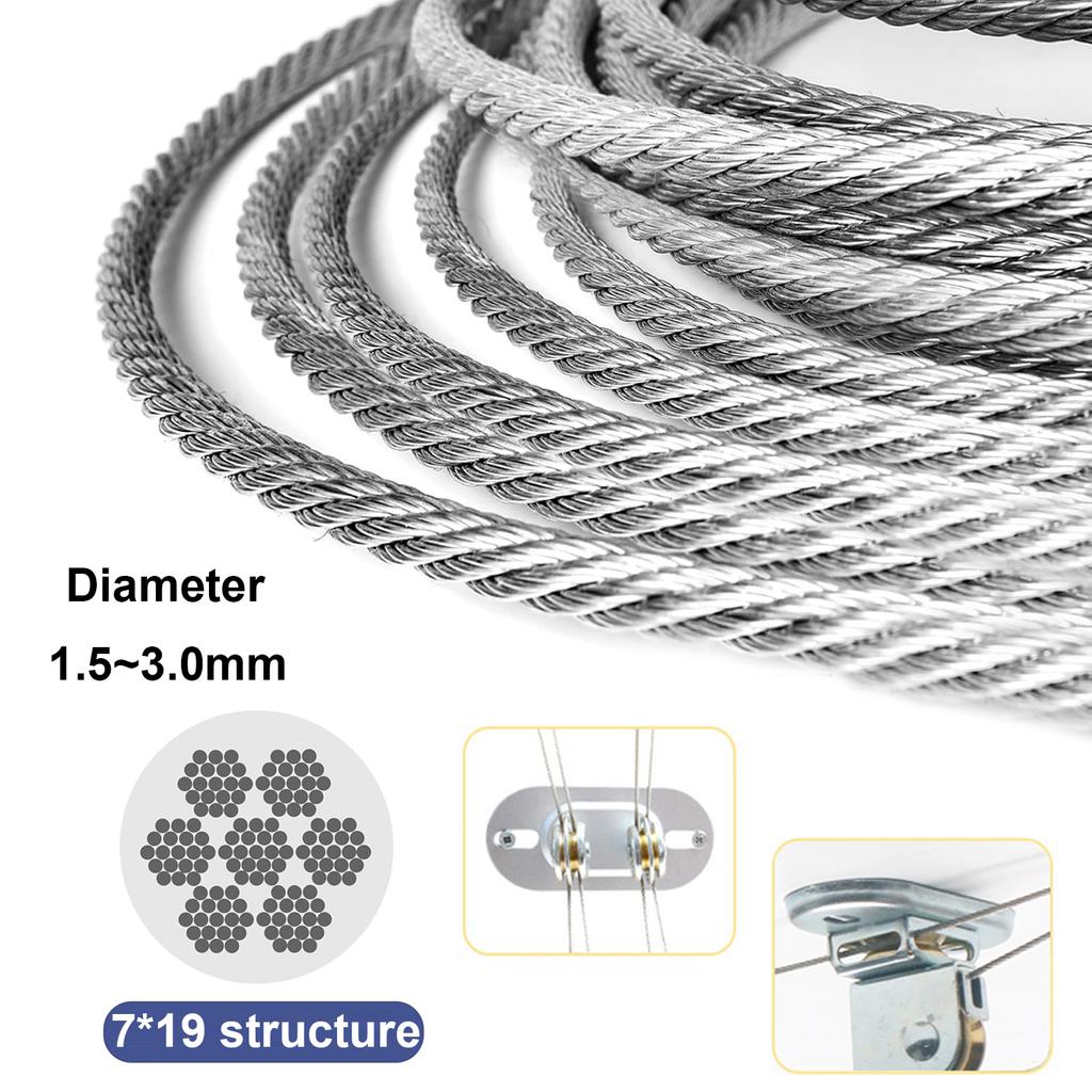 Structure 7x19, 304 Stainlessss Steel Non-rotating Wire Rope, Useds for Cranes and Slings, Diameter 1.5-3.0 Mm.