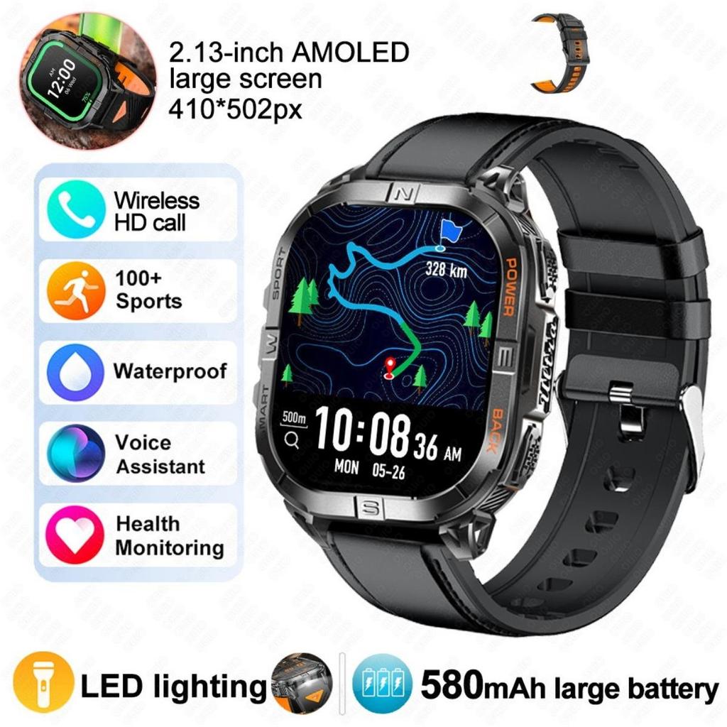 New Smart Watch GPS Outdoor Barometric Compass LED Flashlight 580 MAH 3ATM Waterproof 100+ Sports Mode Health BT Call Smartwatch