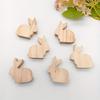 6PCS Wooden Rabbit Figurines Handcrafted Standable Manufactured Indoor Decor Room Ornaments Desk Decoration Home Accessories