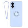 For Samsung Galaxy S25 Edge Silicone Case with Strap Ring Kickstand Phone Cover