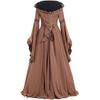 Abito Medievale Celtico da Donna con Lacci, Manica Lunga, Lunghezza Pavimento, Costume di Halloween