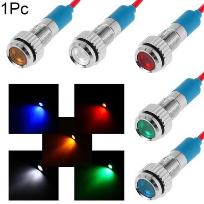 1Pc Dashboard With Wire Waterproof 6mm LED Metal Indicator Light Signal Lamp 3V 5V 6V 9V 12V 24V 220V