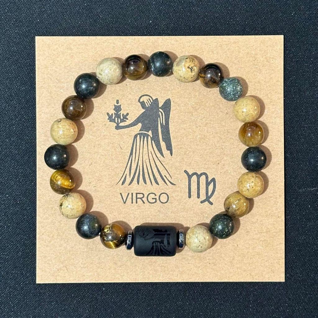 Twelve Constellations Elastic Bracelet with Tiger Eye and Agate Beads
